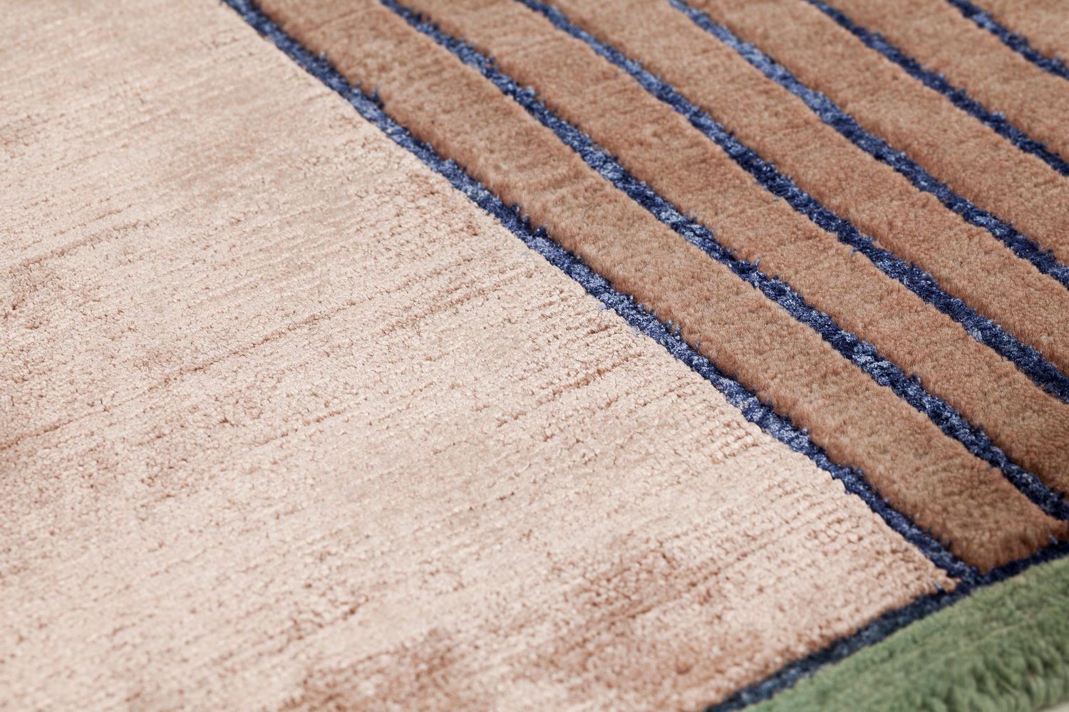 Hand Woven Striped Viscose / Wool Rug