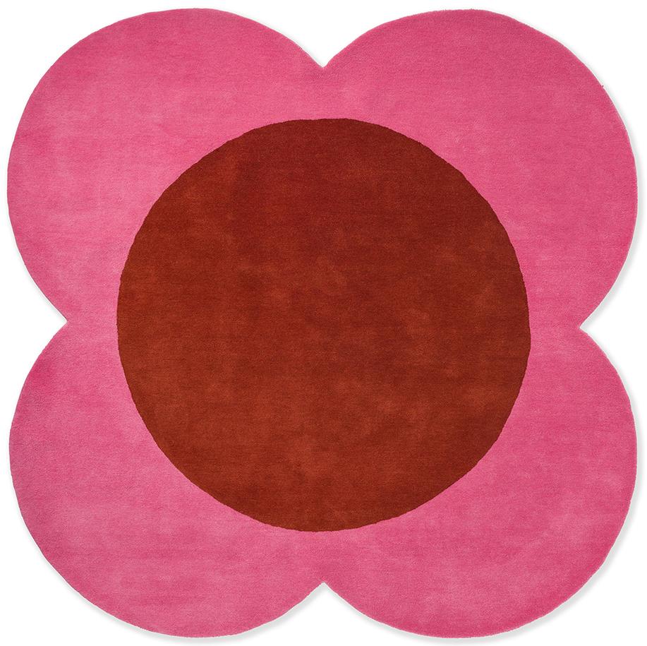 Pink Flower Irregular Designer Wool Hand Tufted Rug