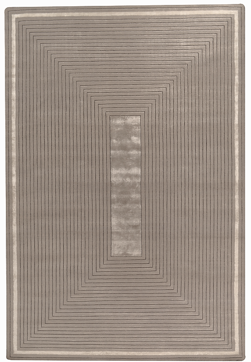 Handwoven Beige Border Wool / Viscose Rug