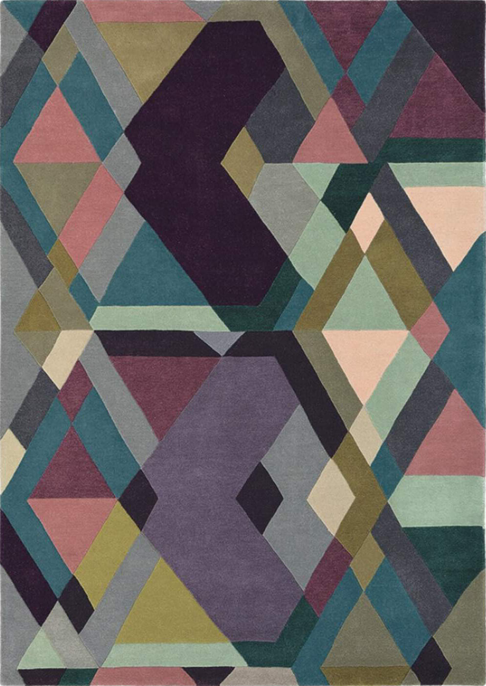 Geometric multicolour Hand Tufted Rug