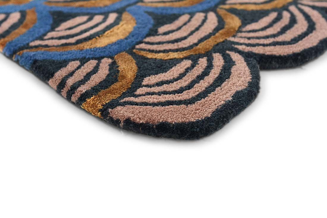 Blue Irregular Designer Wool Hand Tufted Rug