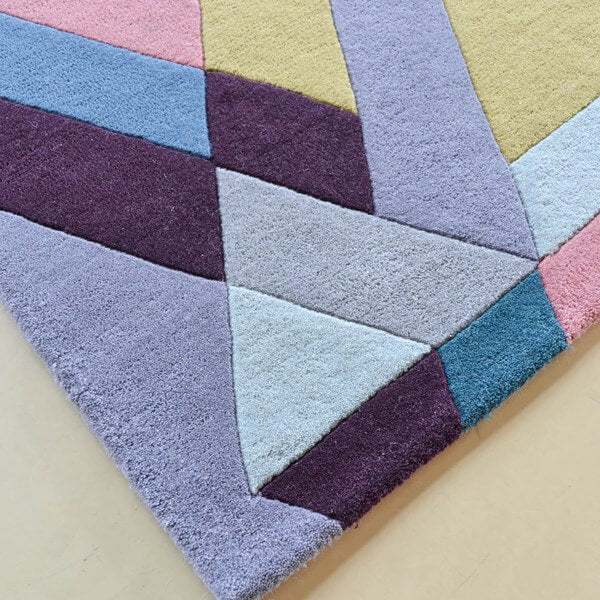 Geometric multicolour Hand Tufted Rug