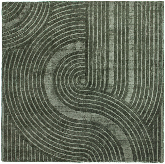 Designer Green Indian Hand-Woven Viscose Rug