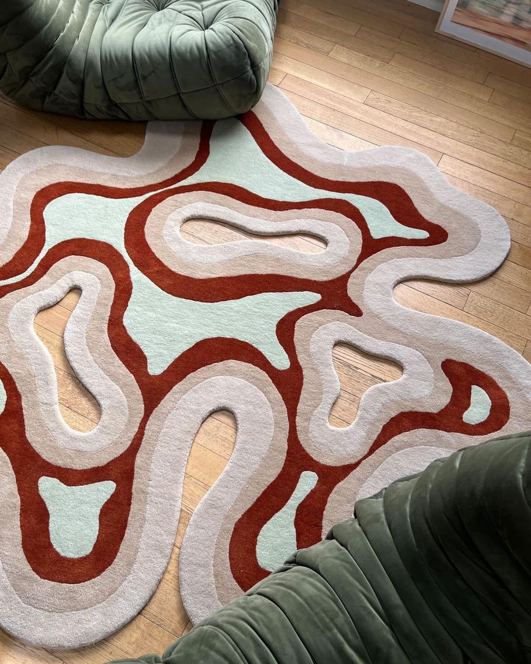 Amoeba Hand Tufted Area Rug Irregular Shape Carpet