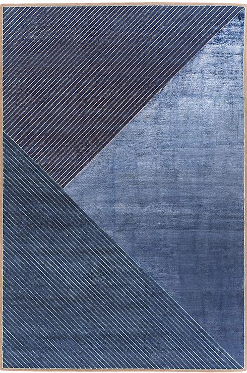 Hand Woven Grey Striped Viscose / Wool Rug