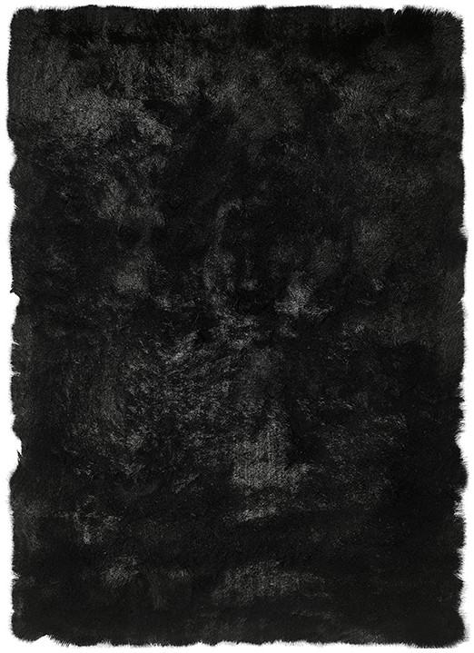 Black Handcrafted Microfiber Solid Super Soft Shaggy Carpet